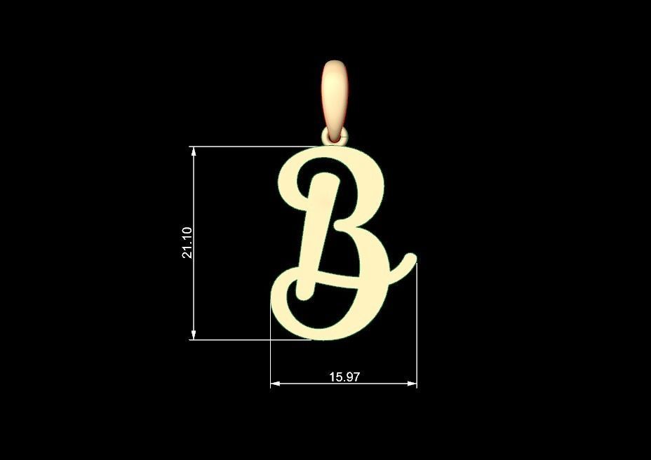 Initial Letters Pendant Glitter B 3D print model_4