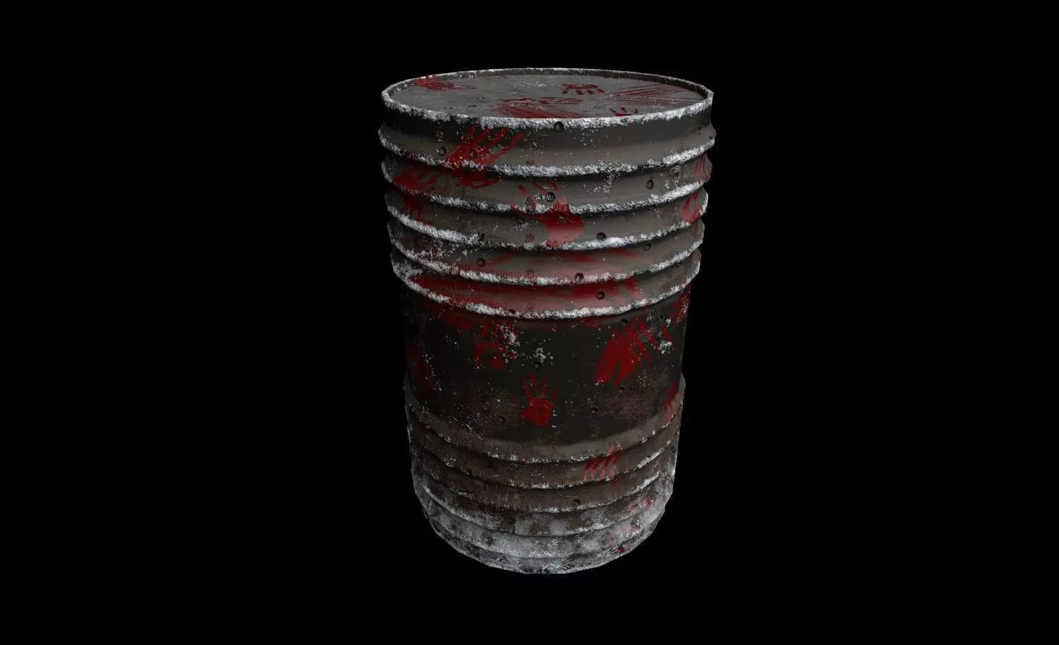 iron barrel well low poly Low-poly 3D model_0
