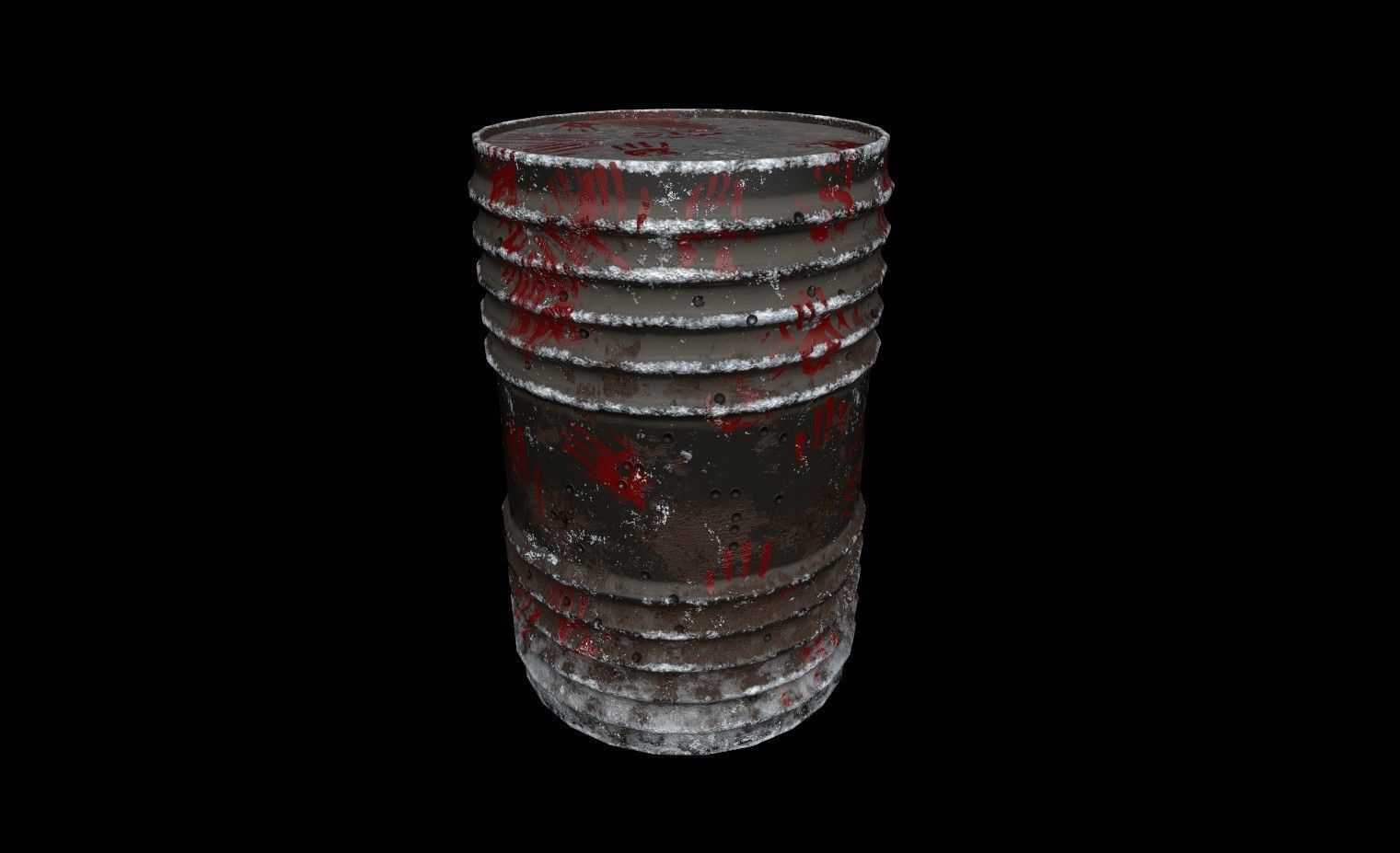 iron barrel well low poly Low-poly 3D model_1