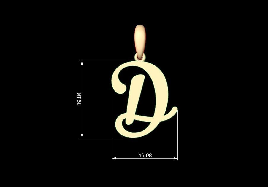 Initial Letters Pendant Glitter D 3D print model_4