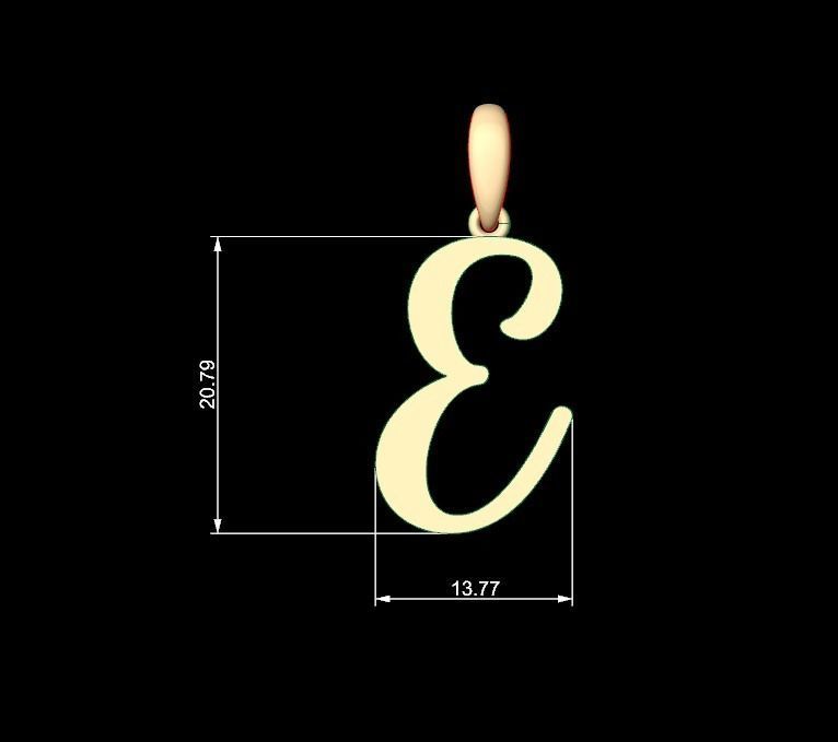 Initial Letters Pendant Glitter E 3D print model_4