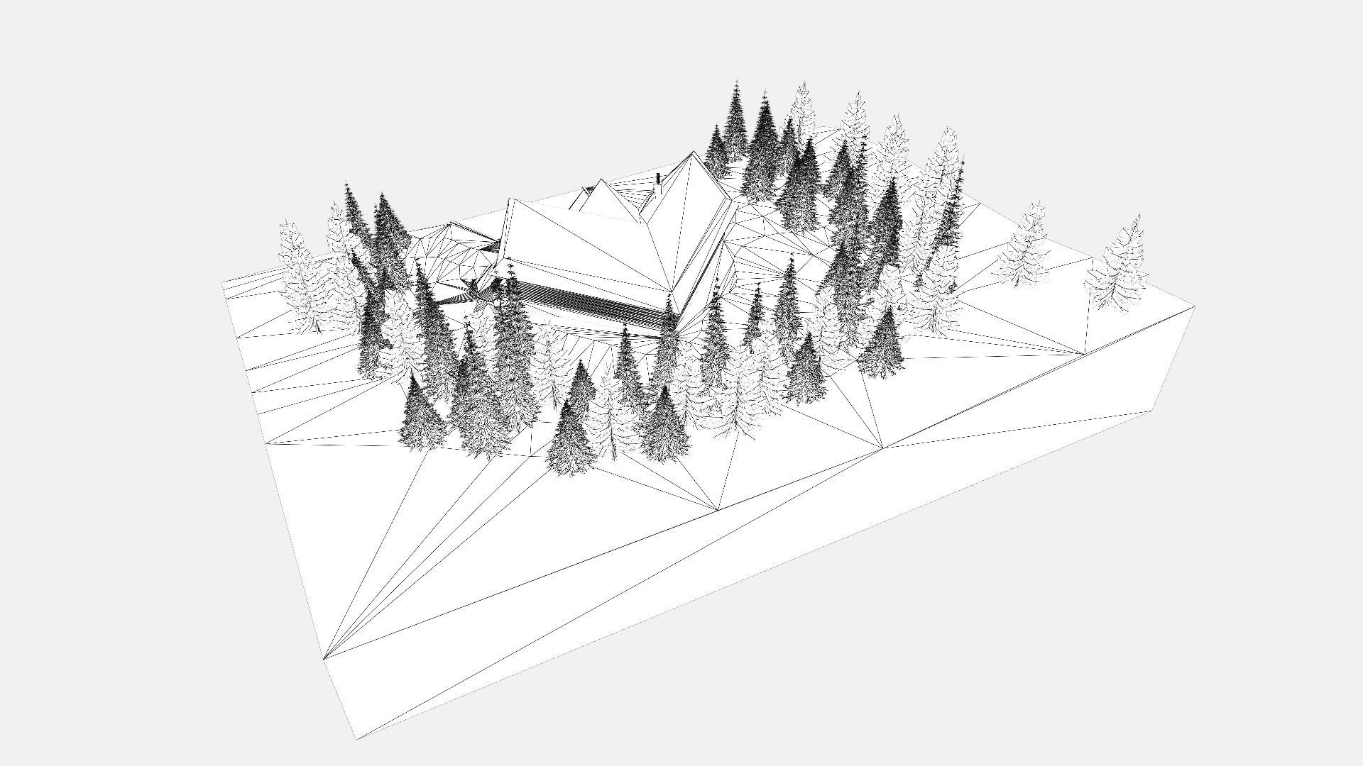 Log House with garage Winter scene 3D model_11