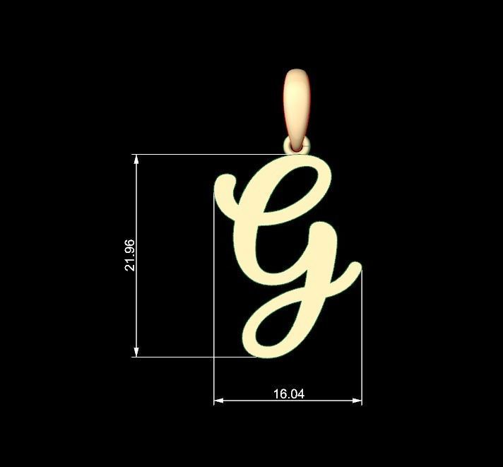 Initial Letters Pendant Glitter G 3D print model_4