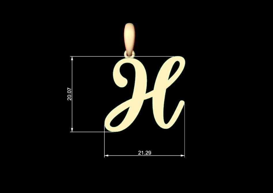Initial Letters Pendant Glitter H 3D print model_4