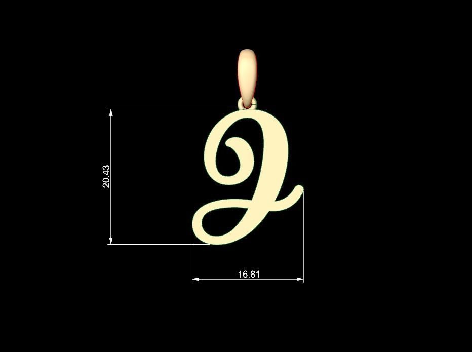 Initial Letters Pendant Glitter J 3D print model_4