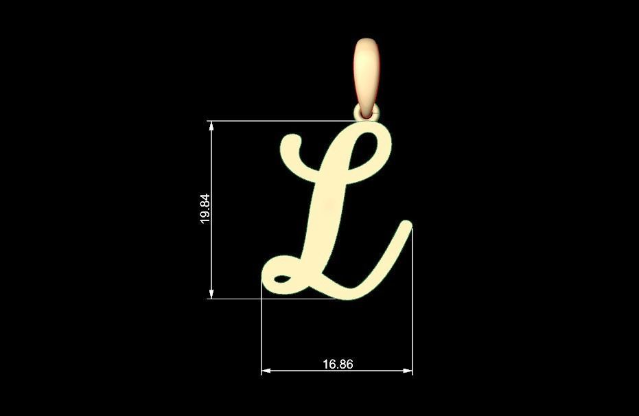 Initial Letters Pendant Glitter L 3D print model_4