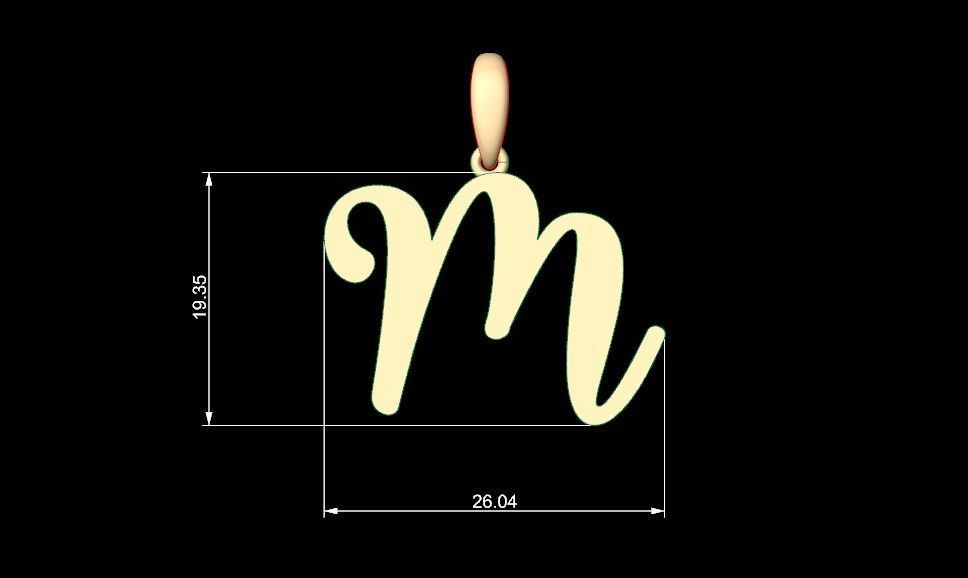 Initial Letters Pendant Glitter M 3D print model_4