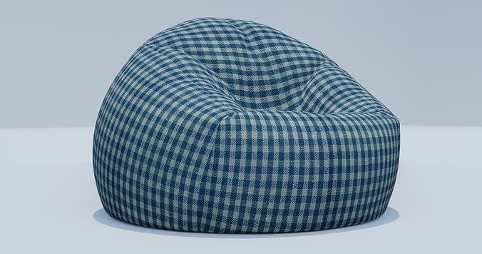 Beanbag gingham bean bag 3D model 2