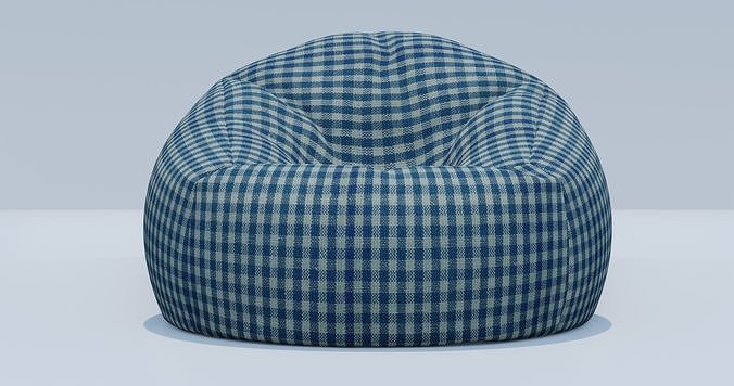 Beanbag gingham bean bag 3D model 4