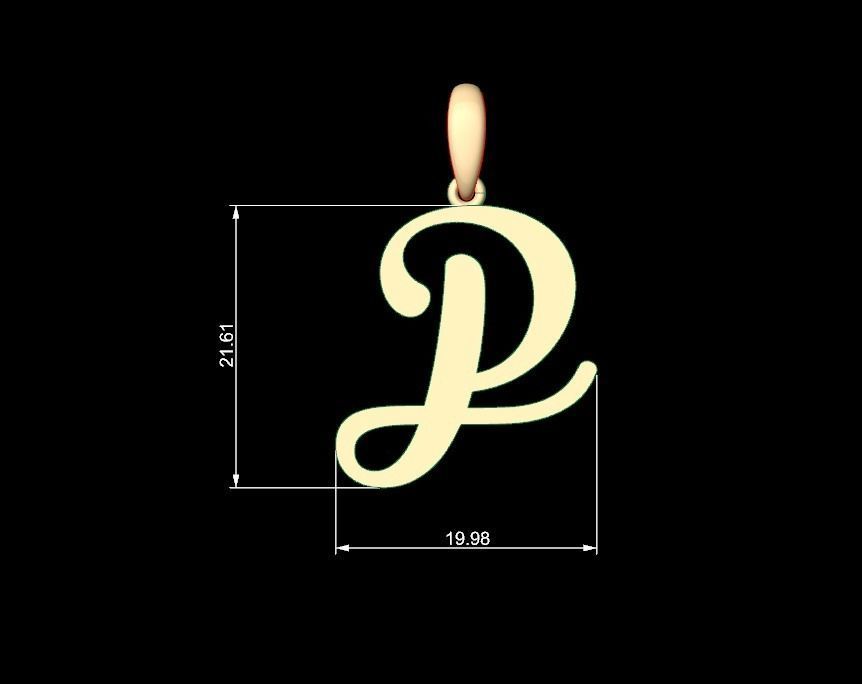 Initial Letters Pendant Glitter P 3D print model_4