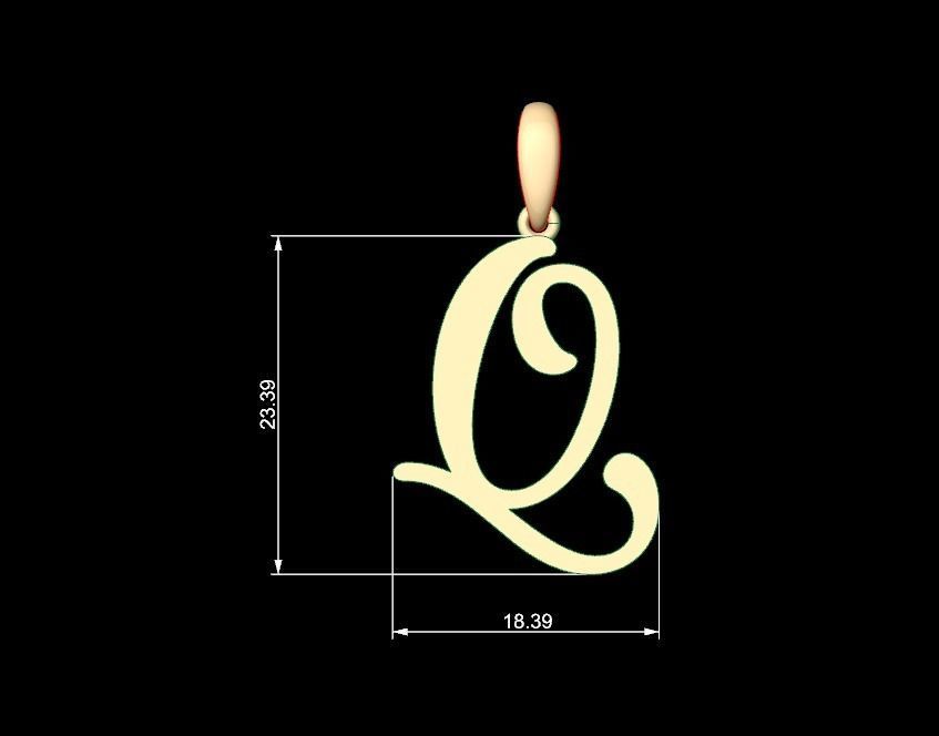 Initial Letters Pendant Glitter Q 3D print model_4