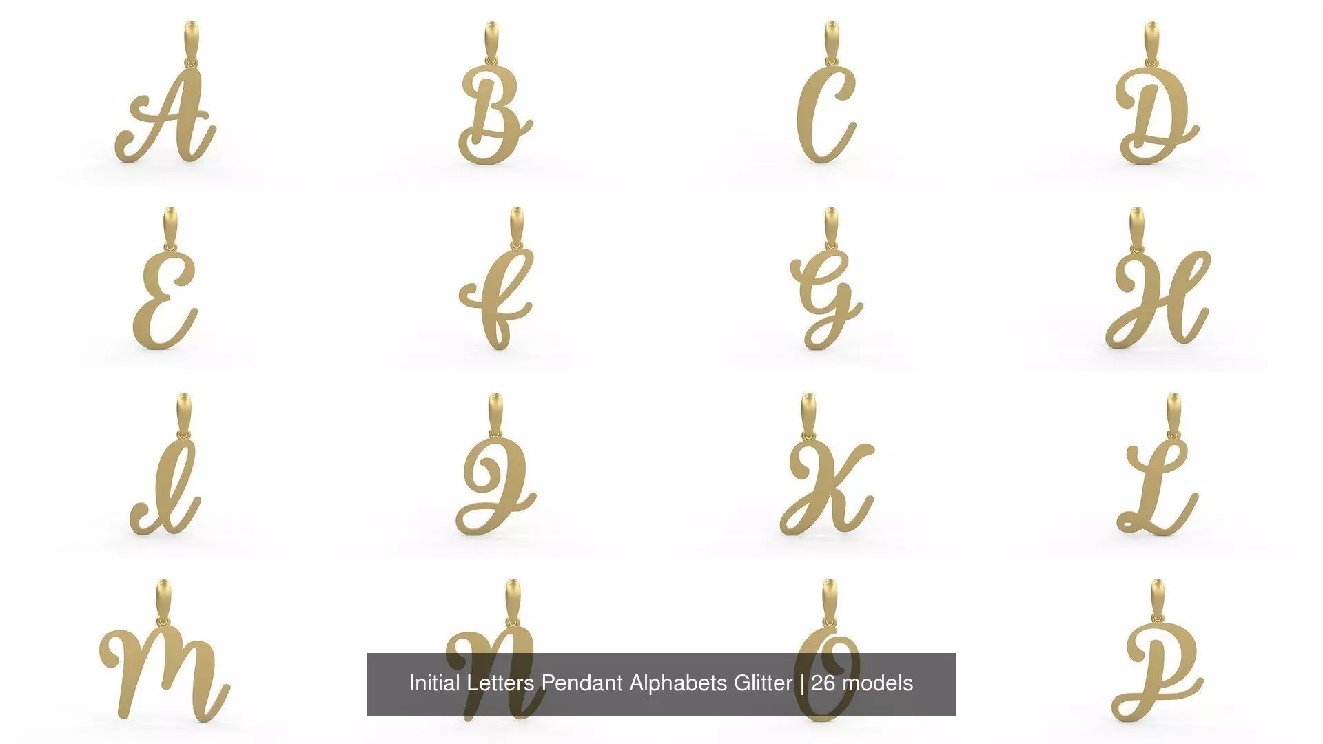 Initial Letters Pendant Alphabets Glitter 3D Model Collection_0