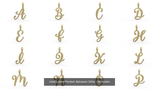Initial Letters Pendant Alphabets Glitter 3D Model Collection