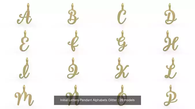 Initial Letters Pendant Alphabets Glitter 3D Model Collection
