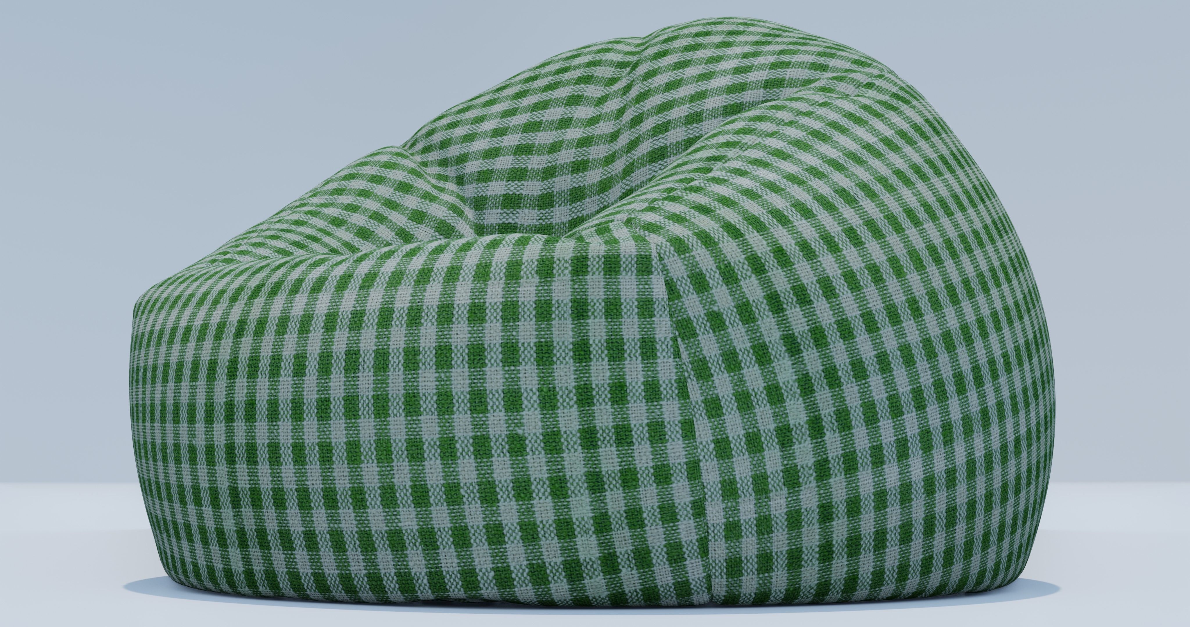 Beanbag checkered bean bag chair 3D model_2