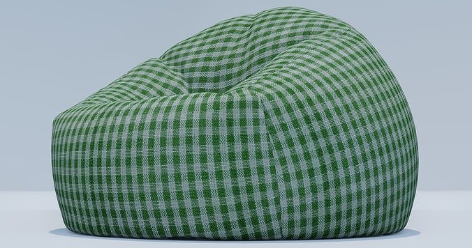 Beanbag checkered bean bag chair 3D model 3