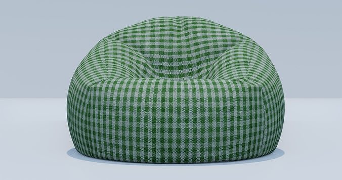 Beanbag checkered bean bag chair 3D model 4