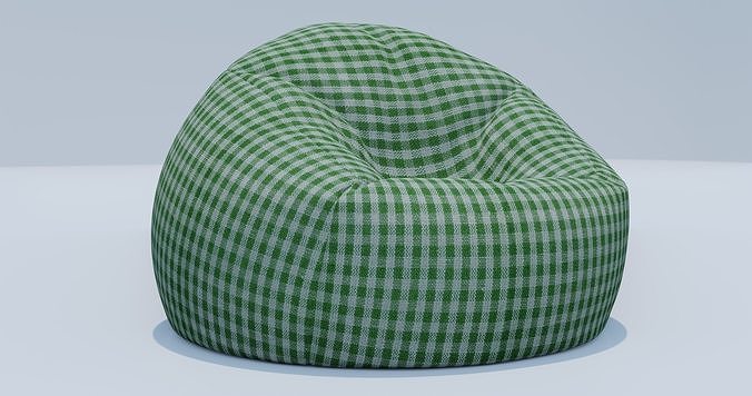 Beanbag checkered bean bag chair 3D model 2