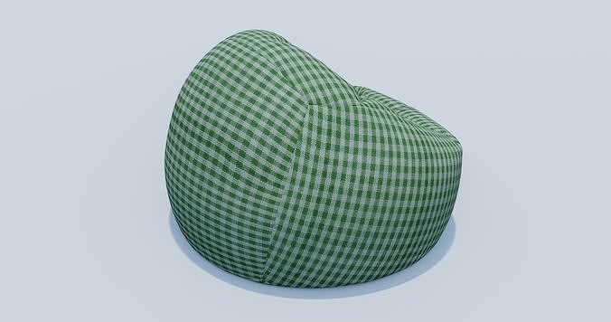 Beanbag checkered bean bag chair 3D model 5