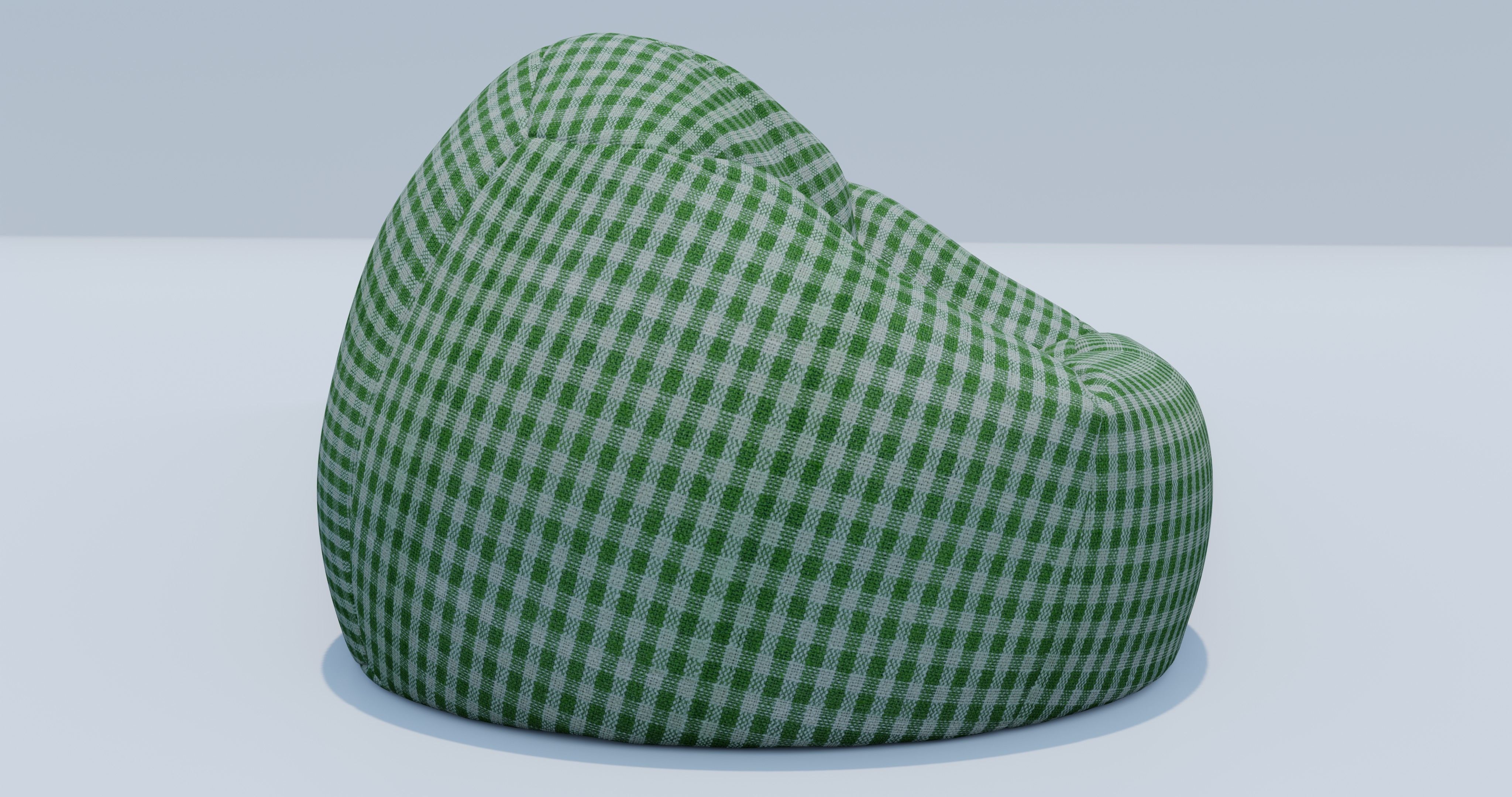 Beanbag checkered bean bag chair 3D model_7