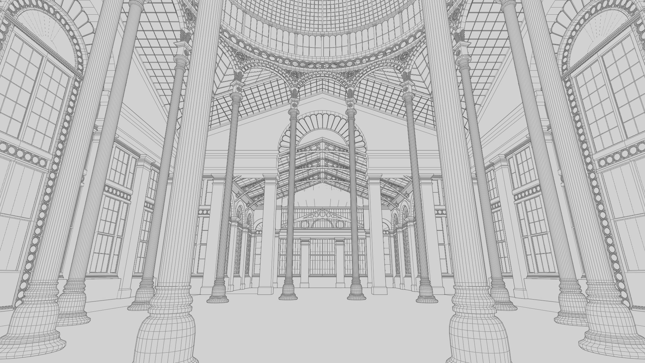 Greenhouse ornate building with glass roof 3D model_20