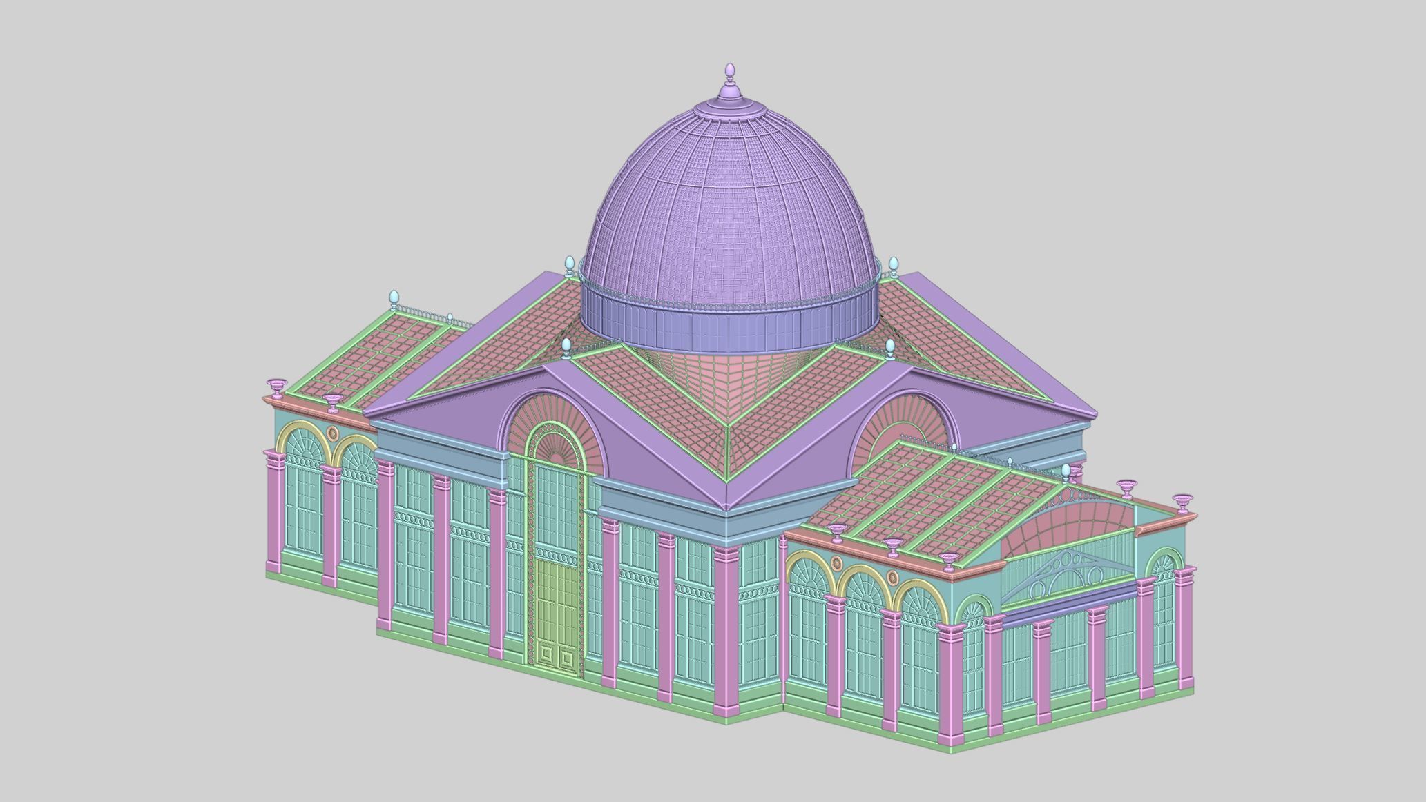 Greenhouse ornate building with glass roof 3D model_19