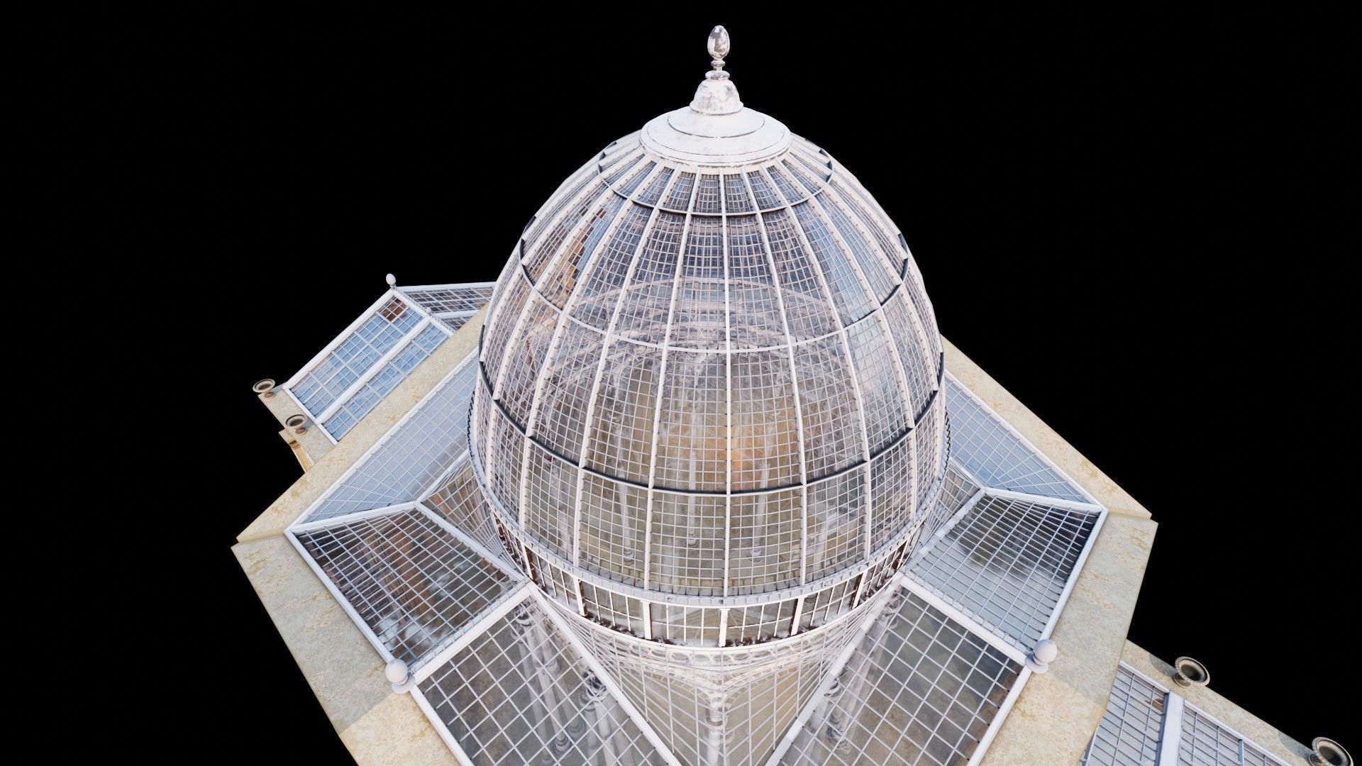 Greenhouse ornate building with glass roof 3D model_27