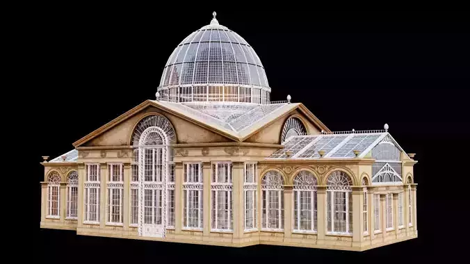 Greenhouse ornate building with glass roof 3D model