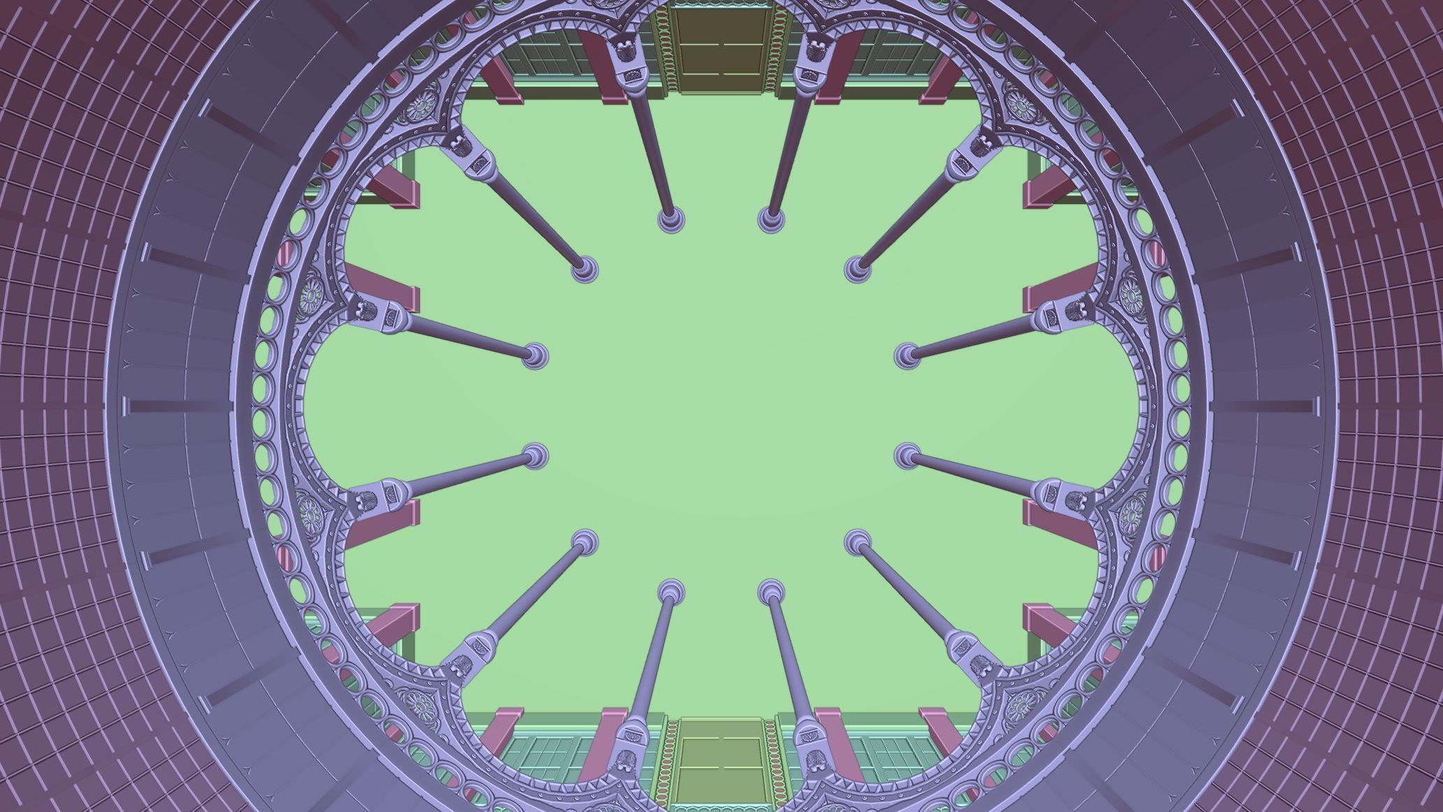 Greenhouse ornate building with glass roof 3D model_23