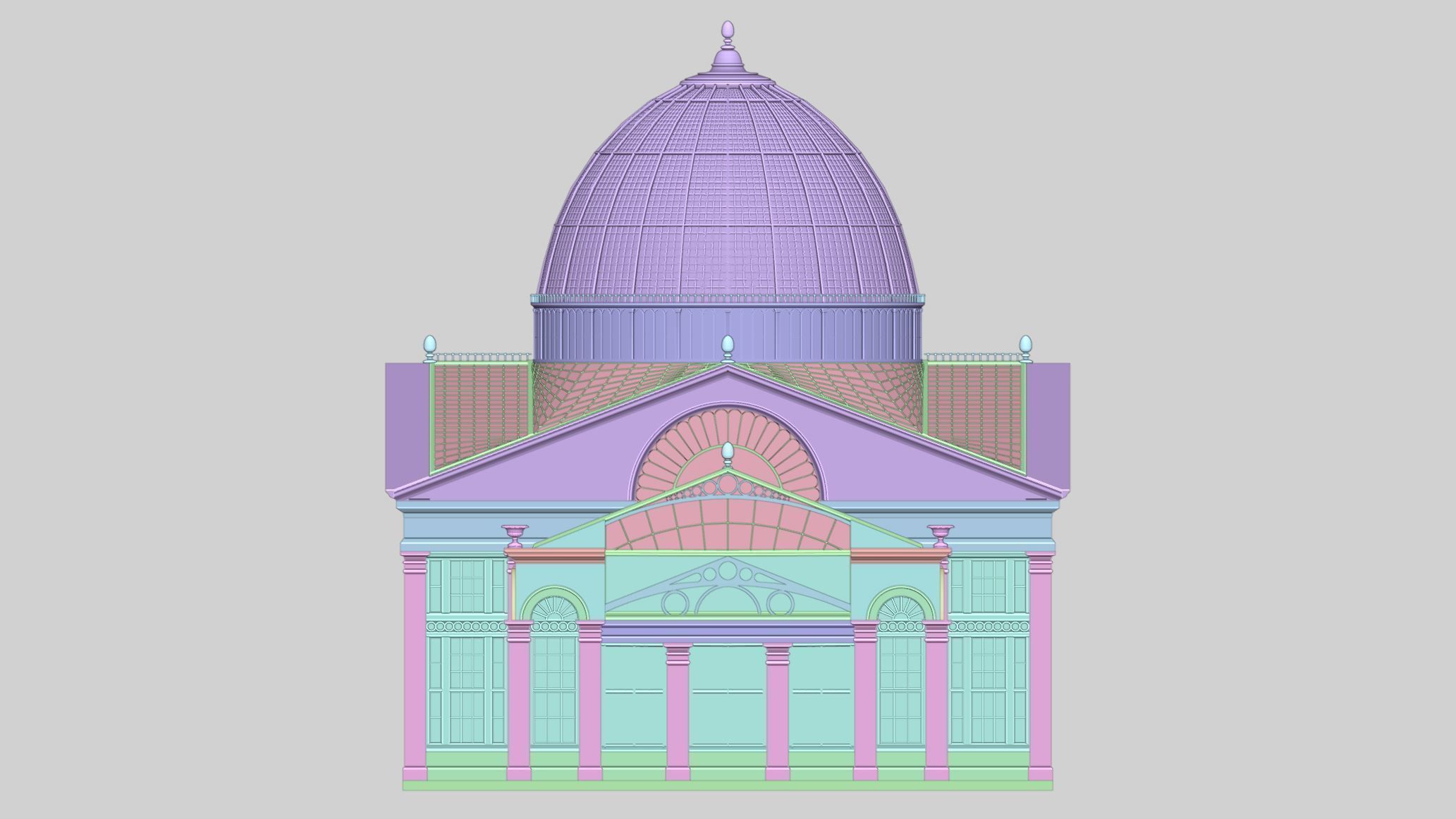 Greenhouse ornate building with glass roof 3D model_18