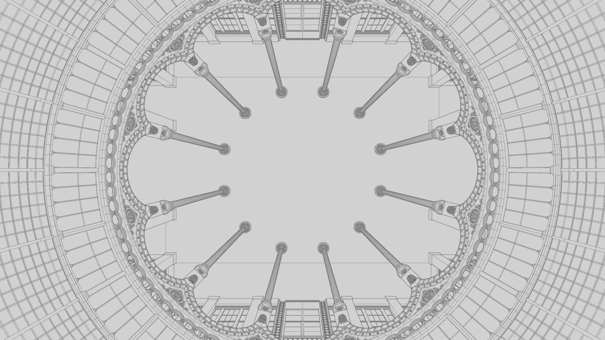 Greenhouse ornate building with glass roof 3D model_22