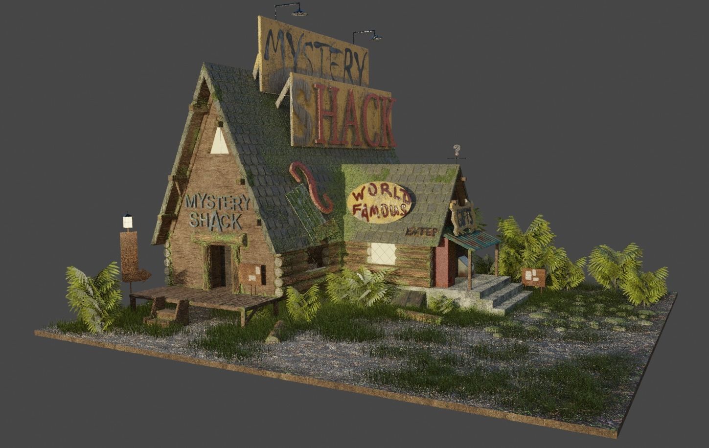 Mystery Shack from cartoon Gravity Falls Low-poly 3D model_2