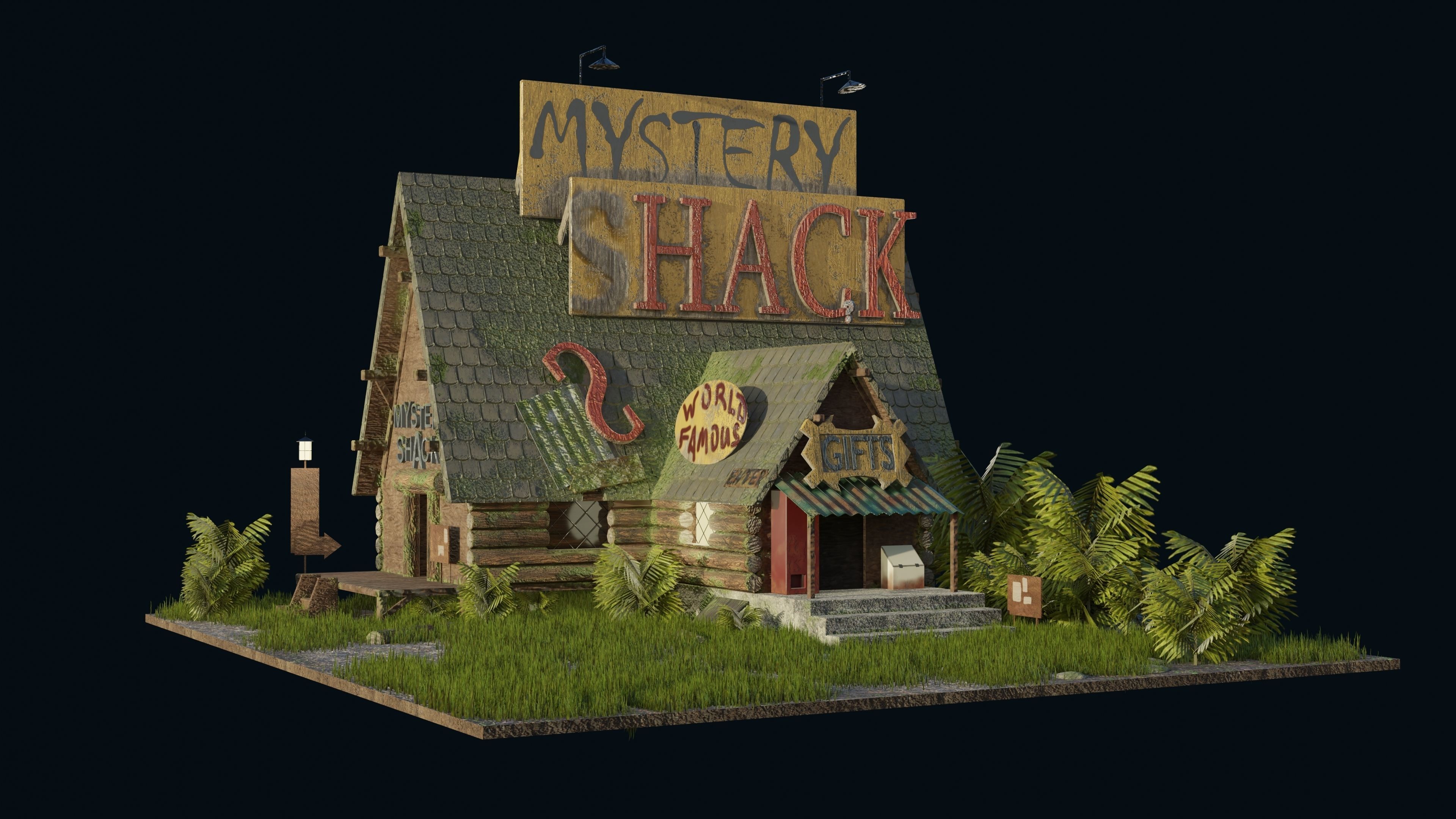 Mystery Shack from cartoon Gravity Falls Low-poly 3D model_1