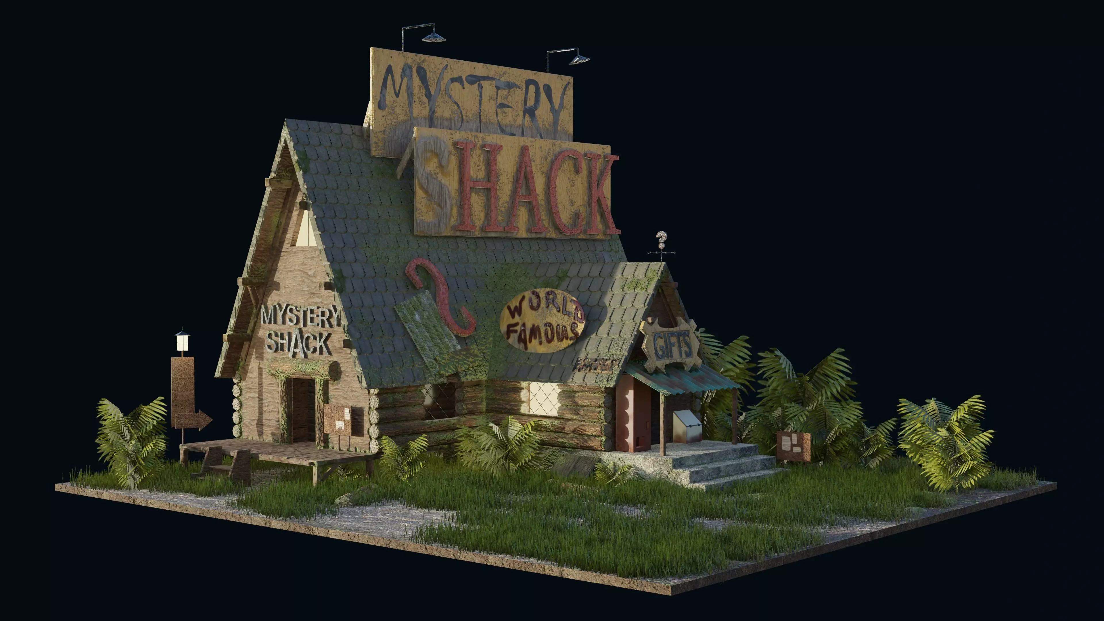 Mystery Shack from cartoon Gravity Falls Low-poly 3D model_0