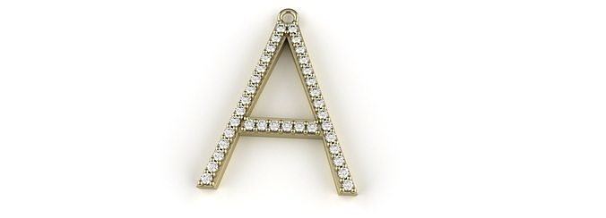Letter A Diamond Pendant Gold Silver Platinum Luxury  3D print model