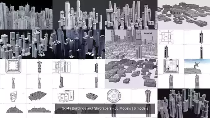 Sci-Fi Buildings and Skycrapers - 63 Models