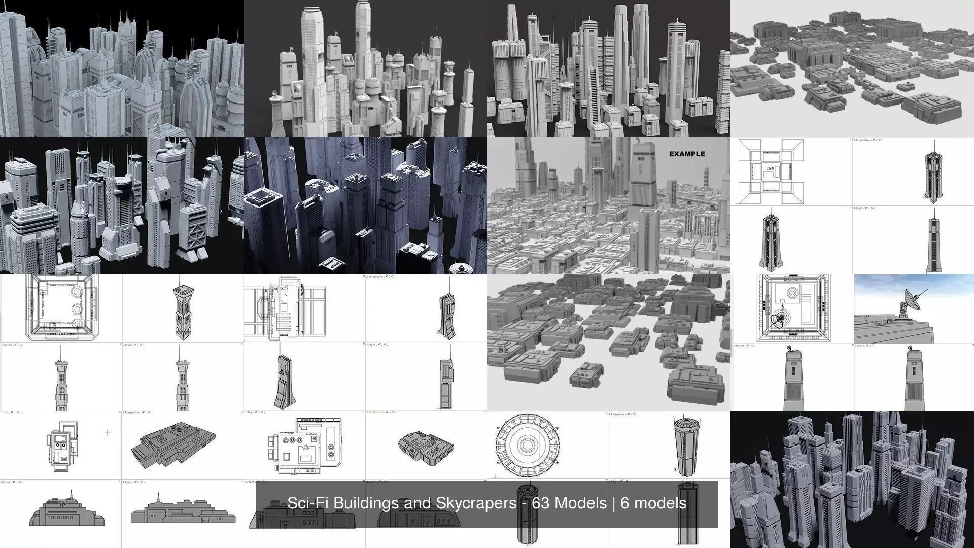 Sci-Fi Buildings and Skycrapers - 63 Models 3D Model Collection_1