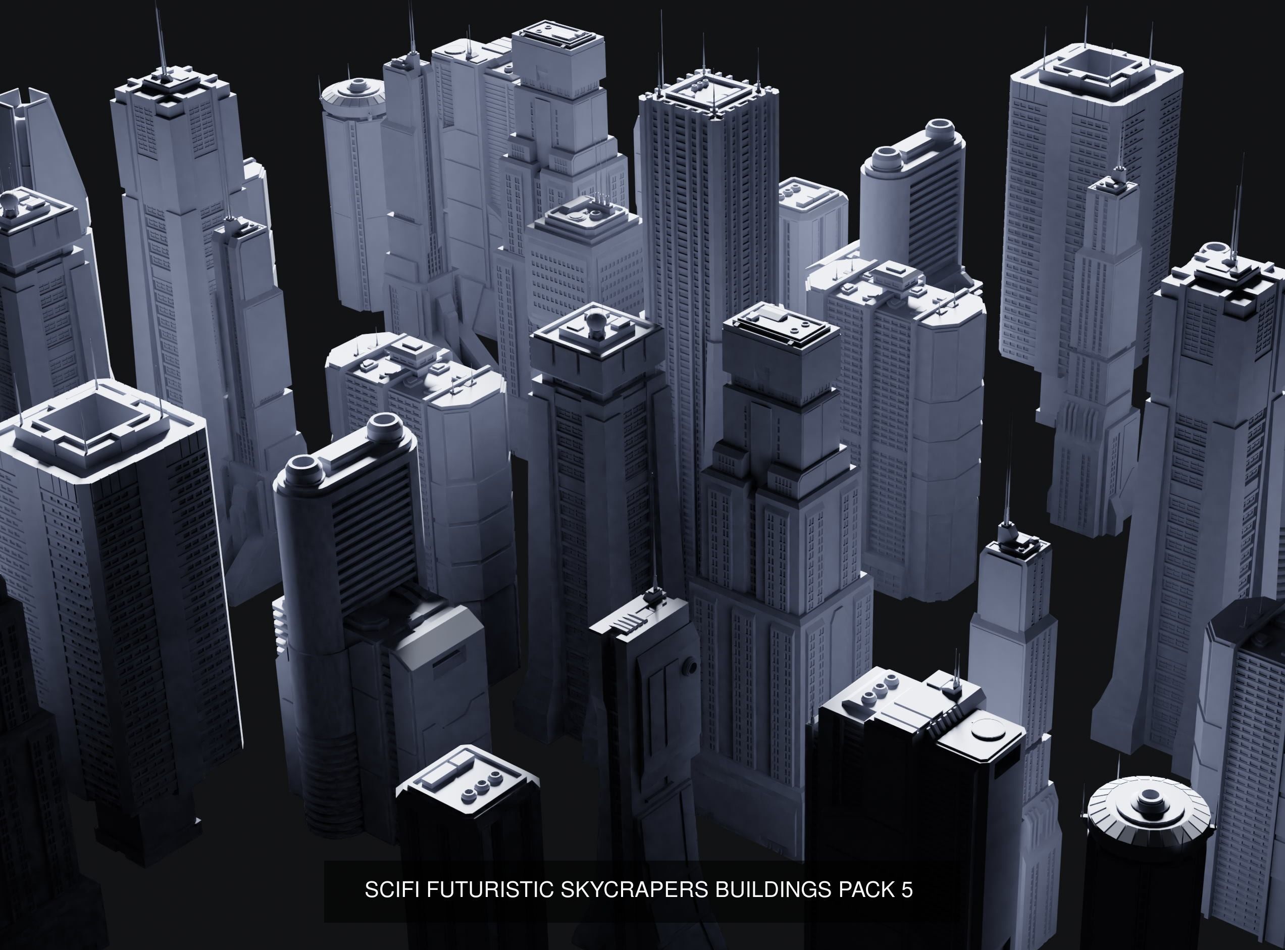 Sci-Fi Buildings and Skycrapers - 63 Models 3D Model Collection_8