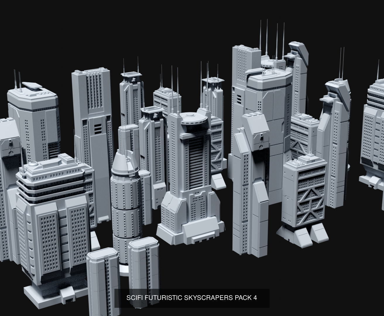 Sci-Fi Buildings and Skycrapers - 63 Models 3D Model Collection_7