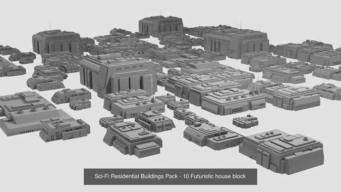 Sci-Fi Buildings and Skycrapers - 63 Models 3D Model Pack 5
