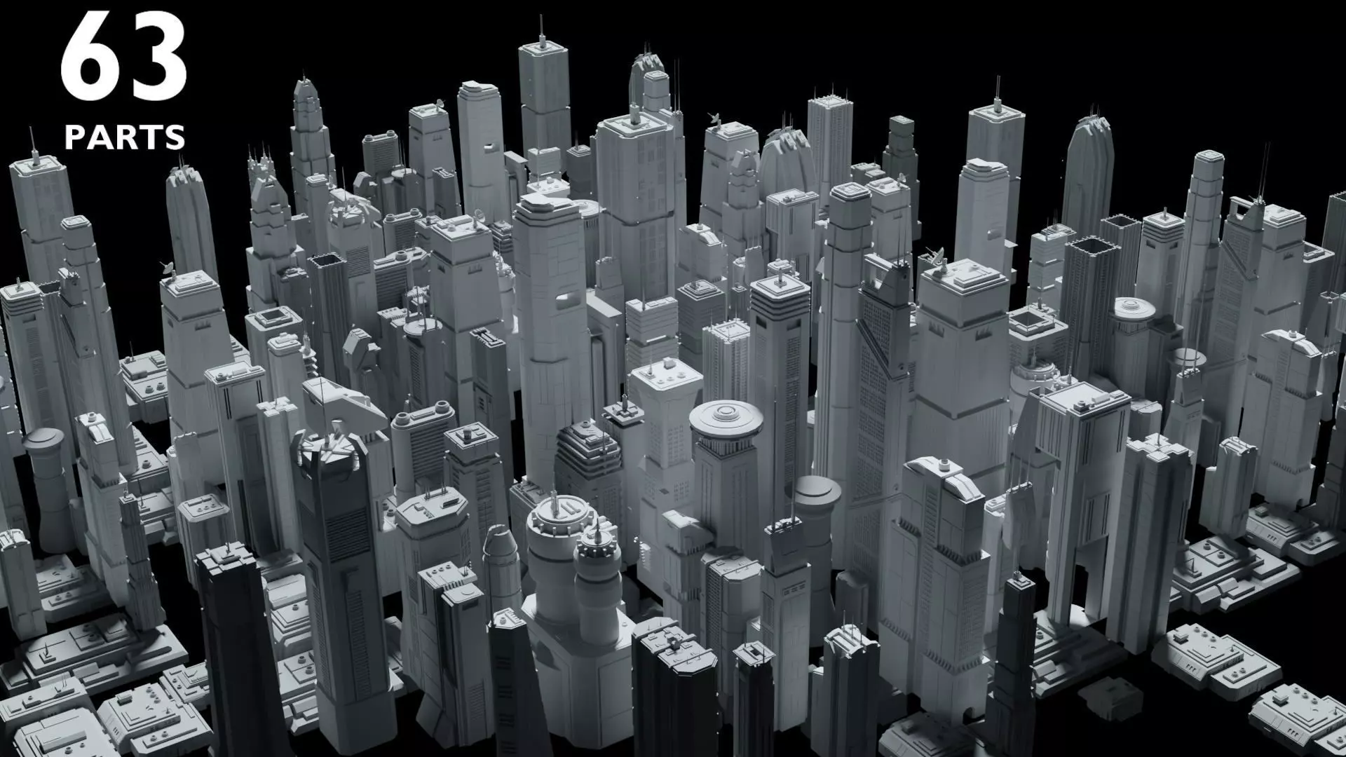 Sci-Fi Buildings and Skycrapers - 63 Models 3D Model Collection_0