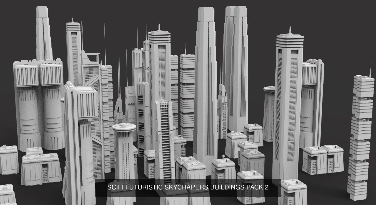 Sci-Fi Buildings and Skycrapers - 63 Models 3D Model Collection_6