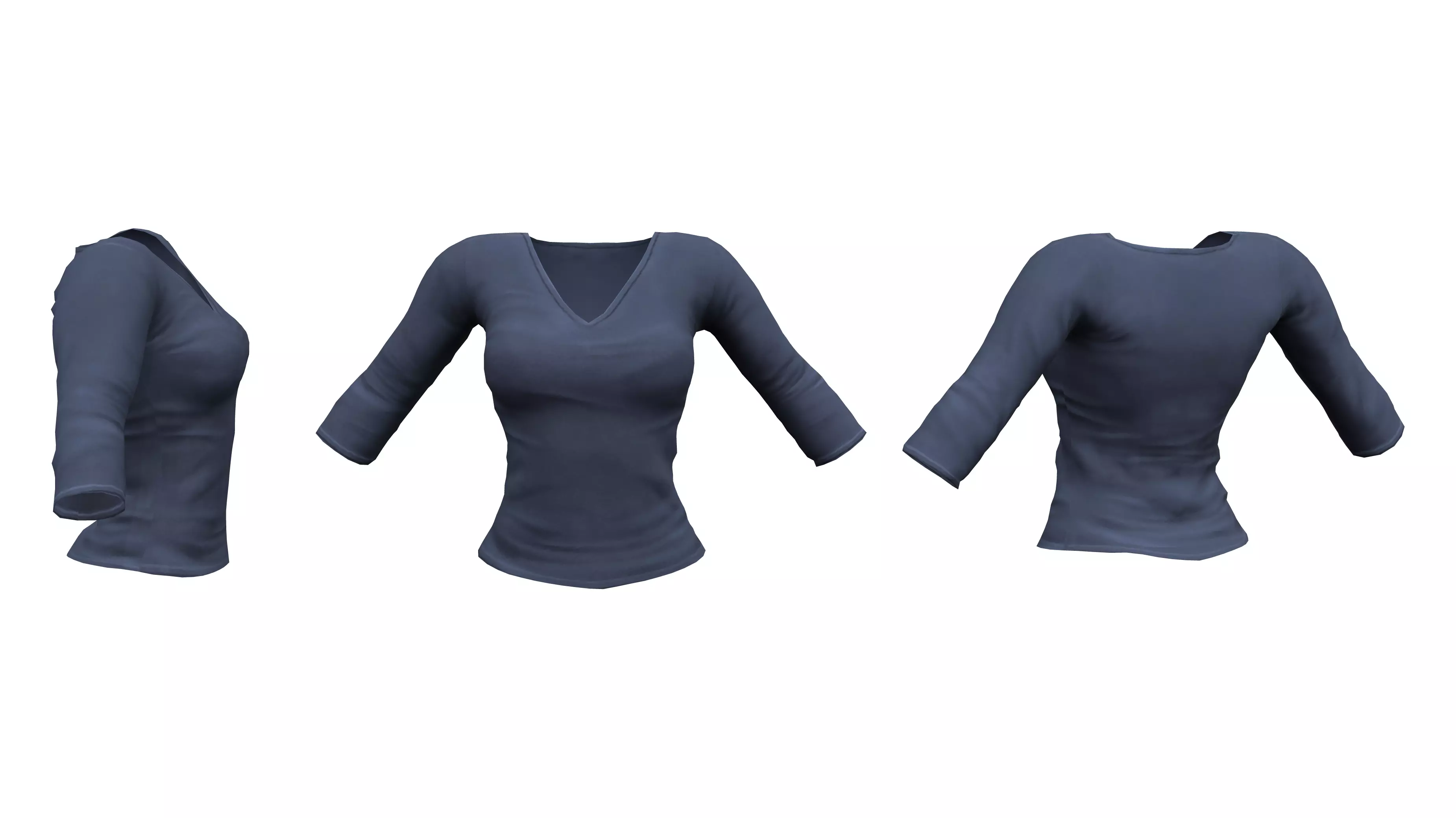 Women Long Sleeve V Neck T-Shirt Low-poly 3D model