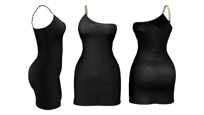 One Shoulder Chain Strap Dress Low-poly 3D model