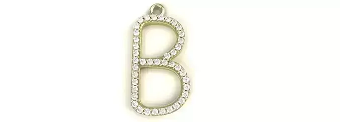 Letter B Pendant Diamonds Gold Silver Platinum Luxury Jewelry 3D print model