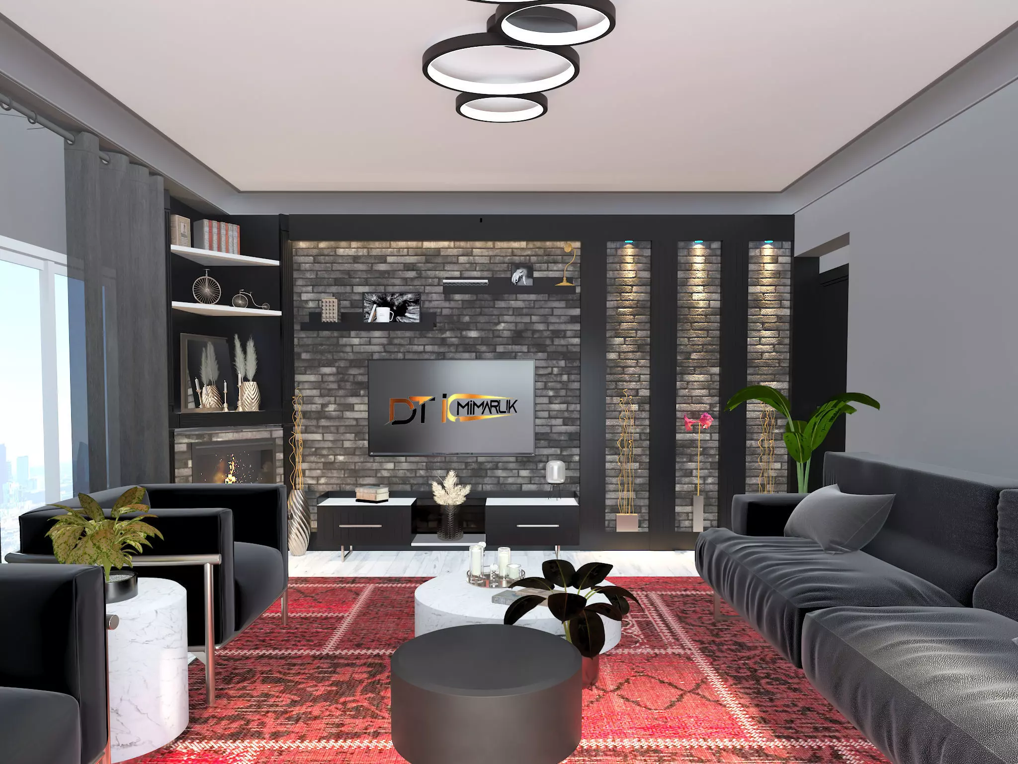 TV Wall Design 3D model_0