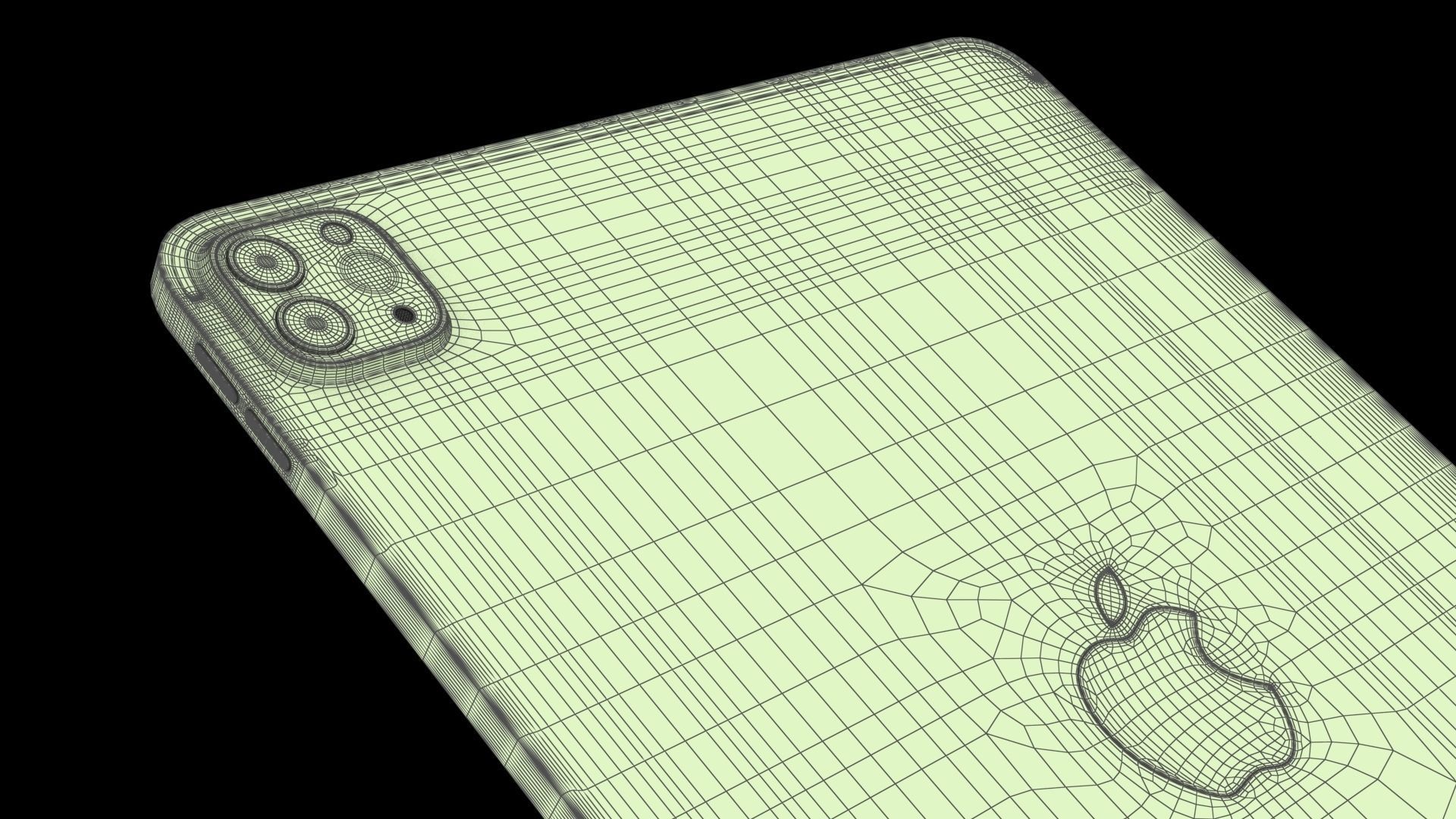 Apple iPad Pro 11 2021 Space Gray with Pencil Low-poly 3D model_29