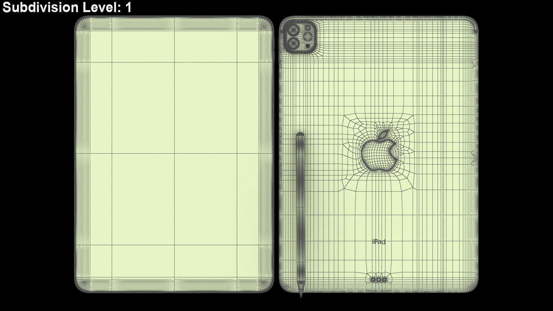 Apple iPad Pro 11 2021 Space Gray with Pencil Low-poly 3D model_19