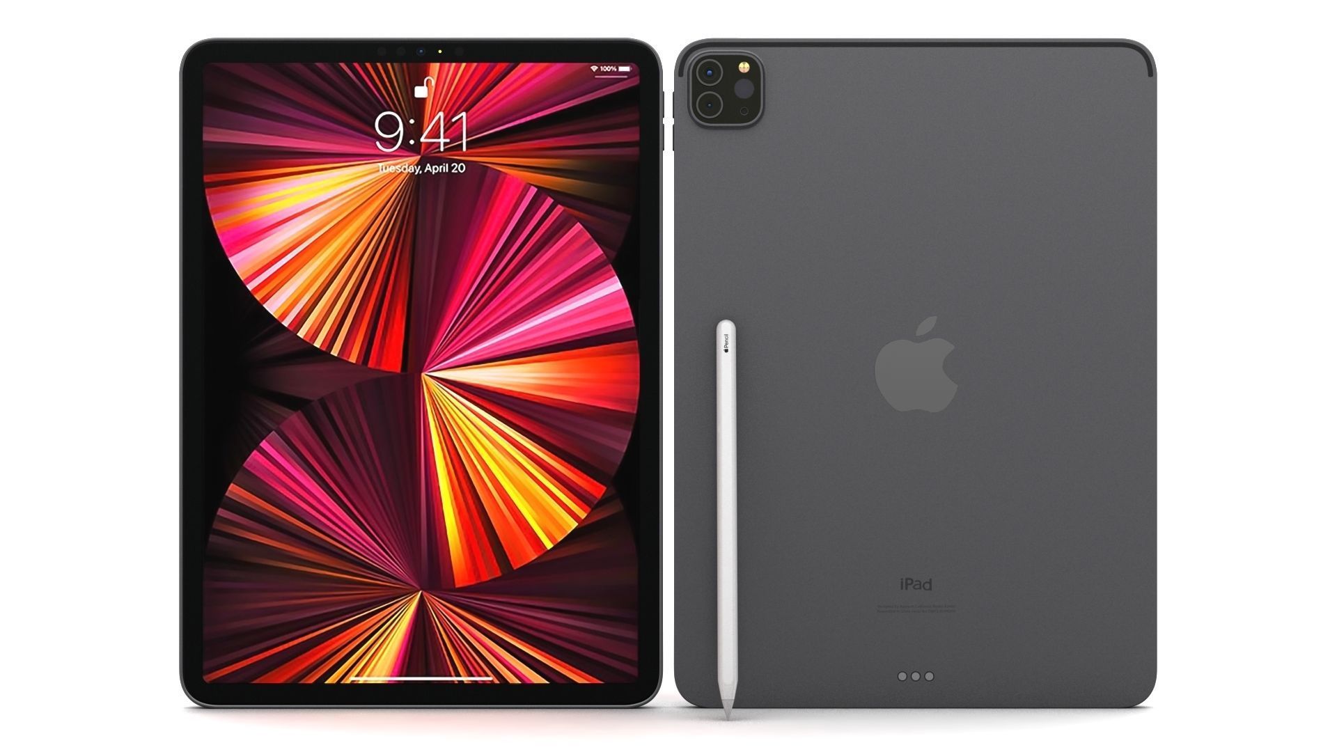 Apple iPad Pro 11 2021 Space Gray with Pencil Low-poly 3D model_1