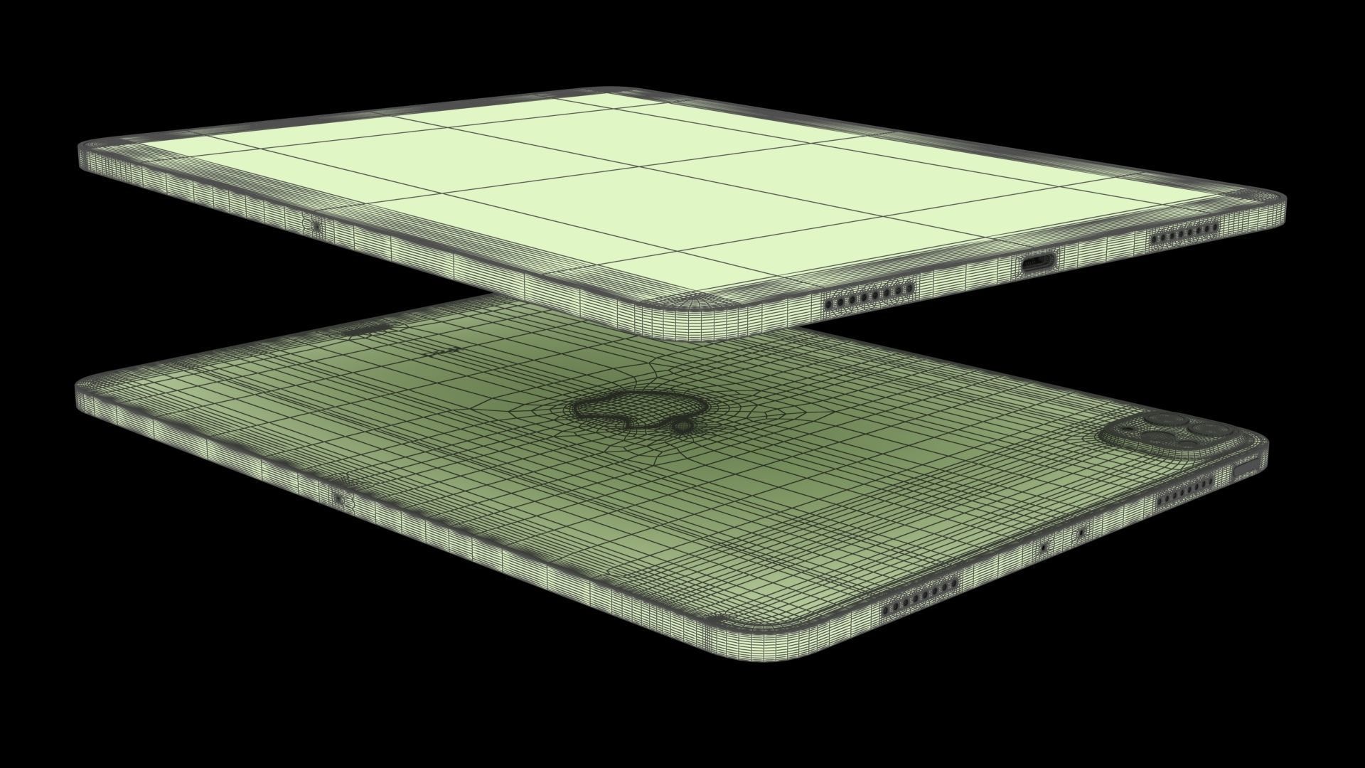 Apple iPad Pro 11 2021 Space Gray with Pencil Low-poly 3D model_27